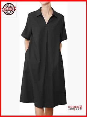 Plus Size Linen Midi Dress V Neck Short Sleeve Swing